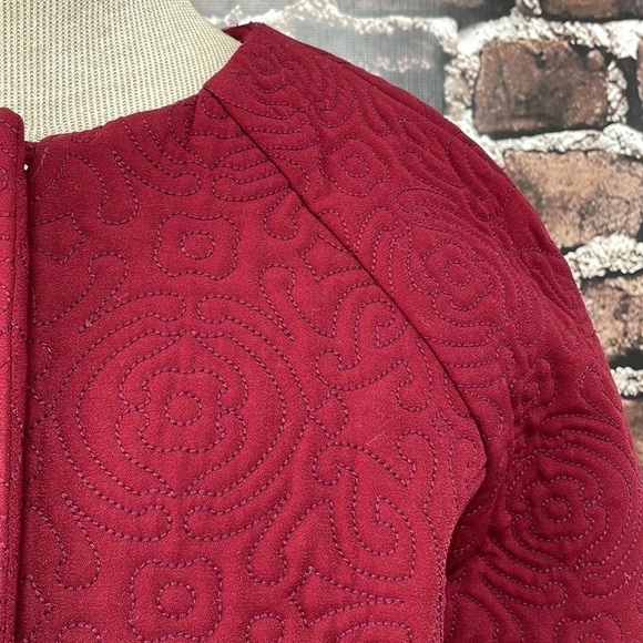 Genes Lecoanet Hemant Jacket France Quilted Burgundy Red Pockets Large - Picture 3 of 12